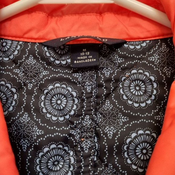 Lands End Coral Quilted Jacket, M, Lightweight Coat Orange Button Front - Picture 5 of 8